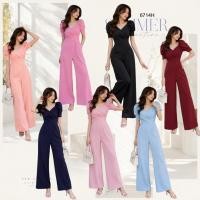 ราคา จั้มสูท ขายาวแขนจับจีบ ทรงป้ายด้านหน้า TW6714 TwinsShopVipพร้อมส่ง (1405704635)