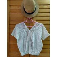 ราคา เสื้อลูกไม้สีขาวคอแหลมหน้าหลัง เอวยึดจั๊มแต่งลายลูกไม้สวยๆ (6129528508)
