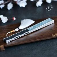 ราคา โลหะผสมพับชายสีดําเหล็กพัดลมกรอบโลหะอลูมิเนียมอัลลอยด์พัดลมเหล็กโบราณกระดูกพัดลม (51315300807)