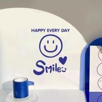 ราคา ยิ้มมีความสุข INS ยิ้มสติ๊กเกอร์ติดผนังชานมกาแฟร้านเสื้อผ้าหน้าต่างกระจกตกแต่งผนังพื้นหลัง (26564186975)