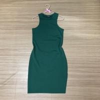ราคา เดรสแขนกุดผ่าข้างผ้าร่องสีเขียว Topshop มือสอง M (18946197648)