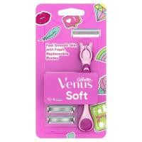 ราคา Gillette Venus Soft 1 Razor Handle + 4 Blade Refills (40430183070)