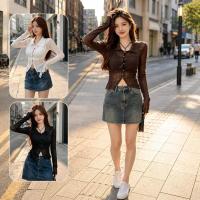 ราคา เสื้อครอปซีทรูผู้หญิง แขนยาว ลูกไม้โปร่ง เซ็กซี่ สไตล์เกาหลี เสื้อเอวลอยแฟชั่น ใส่เที่ยว คาเฟ่ (53565411631)