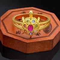 ราคา แหวนรับโชค แหวนเต่าประดับพลอยนพเก้า เปิดรับโชค เสริมดวง เสริมความมั่นคง # R_462 (40828528573)