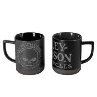 ราคา Harley-Davidson® Engraved Willie G Skull Coffee Mug Set, Set of Two 16 oz. Black (HDL-18646) (46215605384)