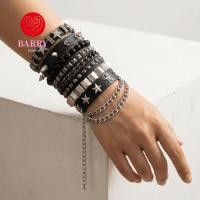 ราคา BARRY 5 pcs Punk สร้อยข้อมือชุด,โลหะผสม Spike Chain สร้อยข้อมือ, Rock สไตล์ Faux หนังสไตล์วินเทจ Multi-layer Star Stud สายรัดข้อมือคอสเพลย์กิจกรรม (56015565559)