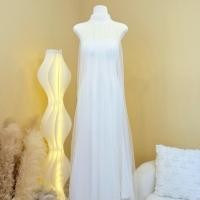 ราคา New ! [NITTAYA] D2690 ชุดเดรสกระโปรงยาวเกาะอกดีเทลผ้าซีทรูคล้องคอ สีขาว size S (47703404276)