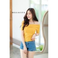 ราคา #151-1 เสื้อยืดคอวีเฉียง แขนสั้น ตัวเสื้อคอเย็บเฉียง ป้าย Bellacita (2129039942)