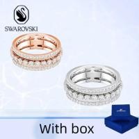 ราคา SWAROVSKI สวารอฟสกี้ (พร้อมกล่อง) ซื้อแหวนเครื่องประดับเงินแท้ ผู้หญิง ส925 เงินสเตอร์ลิงเต็มเพชรแหวนลูกปัดคริสตัลสามแหวน, ของขวัญวั (56913315781)