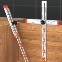 ราคา 2 in-1 Drilling Positioning Ruler, Adjustable 650mm Multifunctional T Square Ruler, Cabinet Hardware Jig, Marking Gauge Tools for Woodworking, Cabinet Drawer Door Hole Drilling Template (28469618415)