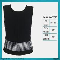 ราคา USED Xact - Black Graphic Crop Top | เสื้อแขนกุดสีดำ สีเทา เสื้อครอป ลายกราฟิก เรขาคณิต ทำงาน แท้ มือสอง (19678074763)