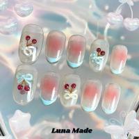 ราคา LUNAMADE เล็บเจลปลอมสำเร็จรูป เจลแท้ ลายเกาหลี น่ารัก เชอร์รี่ เกาหลี โบว์ เลือกขนาดได้ กรุณาวัดไซส์ก่อนสั่ง (25241610337)