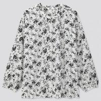 ราคา Printed Gathered Long Sleeve Blouse Uniqlo Used (23620002086)