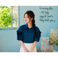 ราคา เสื้อไหมพรม ANGEL V. BOUTIQUE ลายดอกไม้ 3D เพ้นท์มือ สีฟ้า (50065233896)