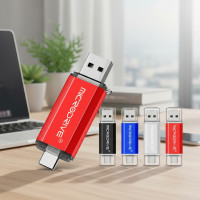 ราคา 128GB 2 in 1 Type C OTG USB Flash Drive โลหะ USB 4GB 8GB 32GB 64GB USB เมมโมรี่สติ๊ก (44324837750)