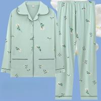 ราคา 100% ผ้าฝ้ายระดับไฮเอนด์ชุดนอนผู้หญิงเสื้อคาร์ดิแกนแขนยาวใส่ด้านนอกหลวมสองชิ้น (27320640329)