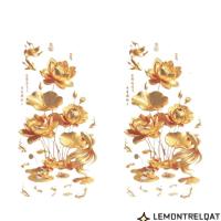 ราคา LEMONTRELQAT Flower Koi Sticker, Effect Plastic Golden Lotus Wall Sticker, Anti-static Style Glass Door Sticker for Bathrooms Living Rooms and Bedroom (55266095621)