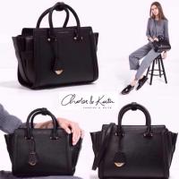 ราคา CHARLES & KEITH TRAPEZE รุ่น หนังเรียบผสม saffiano (223939556)