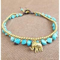 ราคา สร้อยข้อเท้าโบฮีเมี่ยน จี้ทองเหลือง หินเทอร์คอยซ์(Turquoise) คนเกิดวันศุกร์ หินมงคลนำความมั่งคั่งร่ำรวยสำหรับผู้สวมใส่ (4489192706)