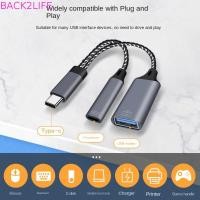 ราคา BACK2LIFE 2 in 1 Type-C เป็น USB a Adapter, Y Splitter Converter Splitter USB C OTG Cable Phone Adapter, USB 3.0 Type C Data Charger Adapter แท็บเล็ต (26945585633)