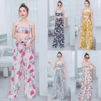 ราคา FashionHit•ชุดเซ็ทเสื้อสายเดี่ยว+กางเกงยาวลายดอกสีสดใส•[พร้อมส่ง] (18487431538)
