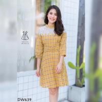 ราคา Dress ลายสก๊อตสีเหลือง งานป้าย Dress world (2050077048)