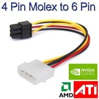 ราคา สายแปลงไฟ Powr 4 Pin Molex to 6 Pin PCI-Express PCIE Video Card Power Converter Adapter Cable (6812906045)