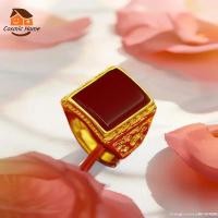 ราคา แหวนชุบทองผู้ชายรูปไข่ขนาดใหญ่และเล็กเลี่ยมด้วยแหวนทองคำออบซิเดียน (42533258876)