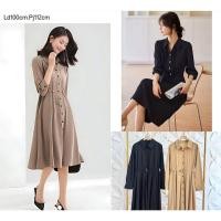 ราคา KEMEJA KATUN 20712 PLAIN SILKY COTTON DRESS WITH FULL SHIRT COLLAR VARIATIONS, FRONT BUTTONS, PREMIUM DRAWSTRING WAIST สําหรับผู้หญิง (28875165270)