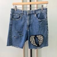ราคา กางเกงยีนส์ขาสั้น ตกแต่งไข่มุก ป้าย Divided h&m (25571014187)