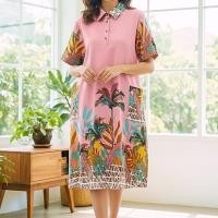 ราคา (SALE สินค้ามีตำหนิ) เดรสฮาวายสีชมพู Pitzy Mini Dress เดรสไปทะเล มินิเดรสคอปก ทรงหลวม กระเป๋าหน้า ผ้าไหมอิตาลี (57705993595)