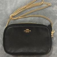 ราคา กระเป๋า Coach Pebble Leather Crossbody Pouch With Chain in Silver/petal-ของแท้% (5005831214)