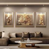 ราคา ภาพแขวนผนัง 3 ชิ้น ลายทองอาร์ตแอ็บสแตร็กต์ สไตล์โมเดิร์นลักซ์ หรูหรา มีระดับ แต่งห้องนั่งเล่น ห้องนอน หลังโซฟา ล็อบบี้โร (41181623552)