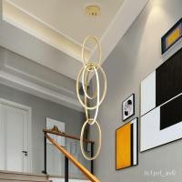 ราคา Villa Duplex Living Room Modern Minimalist Stair Chandelier Designer Art Shaped Bedroom Bedside Lamp Ring Chandelier Y4A (15196397065)