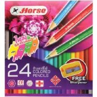 ราคา ดินสอสีไม้ ตราม้า NO.2080/24 24 สี ( สีใหม่ สะท้อนแสง 4 สี ) กล่องกระดาษ (18335967102)