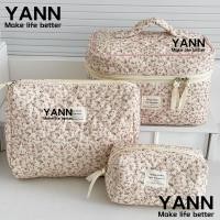 ราคา YANN Aesthetic Cosmetic Organizer, Zipper Large Capacity Floral Makeup Pouch, Fashion Corduroy Toiletry Bag Cosmetics (49567362169)