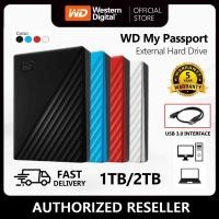 ราคา WD My Passport Portable 1TB 2TB HDD USB 3.0 Portabel Extemal Hard Disk Drive Western Digital ฮาร์ดดิสพกพา Black White (47216582594)