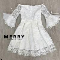 ราคา เดรสลูกไม้ปาดไหล่(งานป้าย) (263855604)