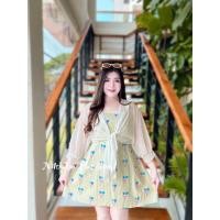 ราคา ชุดเดรสสาวอวบ ชุดเดรสคาวาอิ้ ชุดเซ็ท แยกชิ้น แมทซ์ง่าย น่ารักมากๆๆๆ เซต 2 ชิ้น เดรส+เสื้อคลุม เดรสสายเดี่ยวสม๊อคหลั (17994951775)