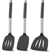 ราคา KLAQQED 3 ชิ้นซิลิโคนไม้พายชุดทนความร้อนไม้พายสําหรับเครื่องครัว Nonstick ปลา Turner พลาสติกไม้พายยางกระทะไม้พาย, ยาวขนาดใหญ่ไม้พายซิลิโคนทําอาหารใช้ครัว Ute (41333828706)