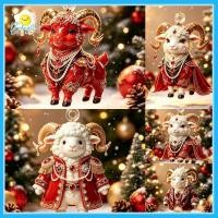 ราคา [ร้อน-ที] อะคริลิคราศีจีนแพะแขวนเครื่องประดับทองสีแดงการออกแบบมงคลรอยขีดข่วนตกแต่งต้นคริสต์มาส [ใหม่] (57416820797)
