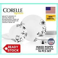 ราคา Corelle "Signature Inked Poppy" 16pcs Dinnerware Set (52266759833)