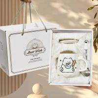 ราคา แก้วกาแฟ แก้วเซรามิค สายมูลค่าสูง ซามอยด์ ลูกสุนัขถ้วยเซรามิกพร้อมฝาปิดช้อนของขวัญวันเกิดของขวัญสําหรับสาวแก้วสร้างสรรค์ (52416744928)