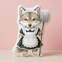 ราคา หมอนไดคัท พิมพ์2ด้าน ตุ๊กตา Pillowdoll หมอนสกรีนรูป ลายสัตว์ French Maid FUNYG121 Wolf สุนัขป่า (48604099846)