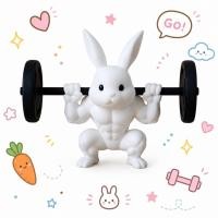 ราคา [โมเดล] Muscle Rabbit Lifting Weights – ตกแต่งน่ารัก (49867415658)