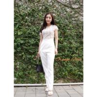 ราคา จั้มสูทขายาวสีครีมลูกไม้ ป้าย orange juice size L (20737146226)