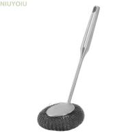 ราคา NIUYOIU แปรงขัดจาน, เครื่องขัดพื้นขนสัตว์เหล็กสีเงินสแตนเลส, เตา Scourer ด้ามยาวกันสนิม (57867392471)