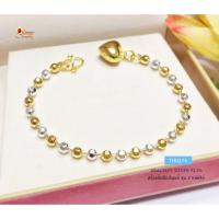 ราคา สร้อยข้อมือเงินแท้ 2 กษัตริย์ ลายบอลตัดลาย (งานไทย) ห้อยจี้หัวใจ ชุบทองแท้หนา 1 ไมครอน สร้อยสวยมาก TH0274 (7500190546)