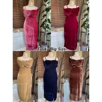 ราคา ชุดราตรียาว สายเดี่ยว อกจีบ ผ่าหน้า ผ้ากำมะหยี่ ชุดออกงาน ไปงานแต่ง สาวอวบ คนอ้วน (10977965807)