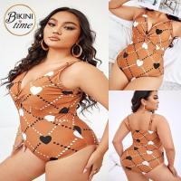 ราคา BikiniTime (2XL-3XL) SB254 ไซส์ใหญ่! วันพีซสาวอวบ สีน้ำตาล ผ้าเก็บก้นเก็บทรงกระชับหุ่น อกมีฟองน้ำ (22069261256)